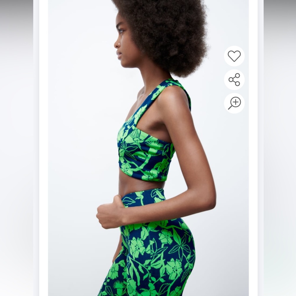 Zara coordinating set floral jacquard crop top and high rise flare set. Med. - Picture 4 of 12
